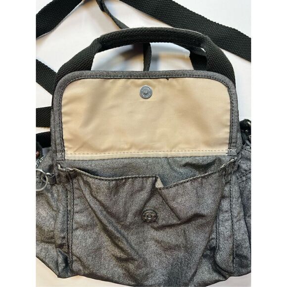 Kipling Crossbody Removable Strap Grab Handle Silver Grey Bag w Roger Monkey EUC - Picture 8 of 16